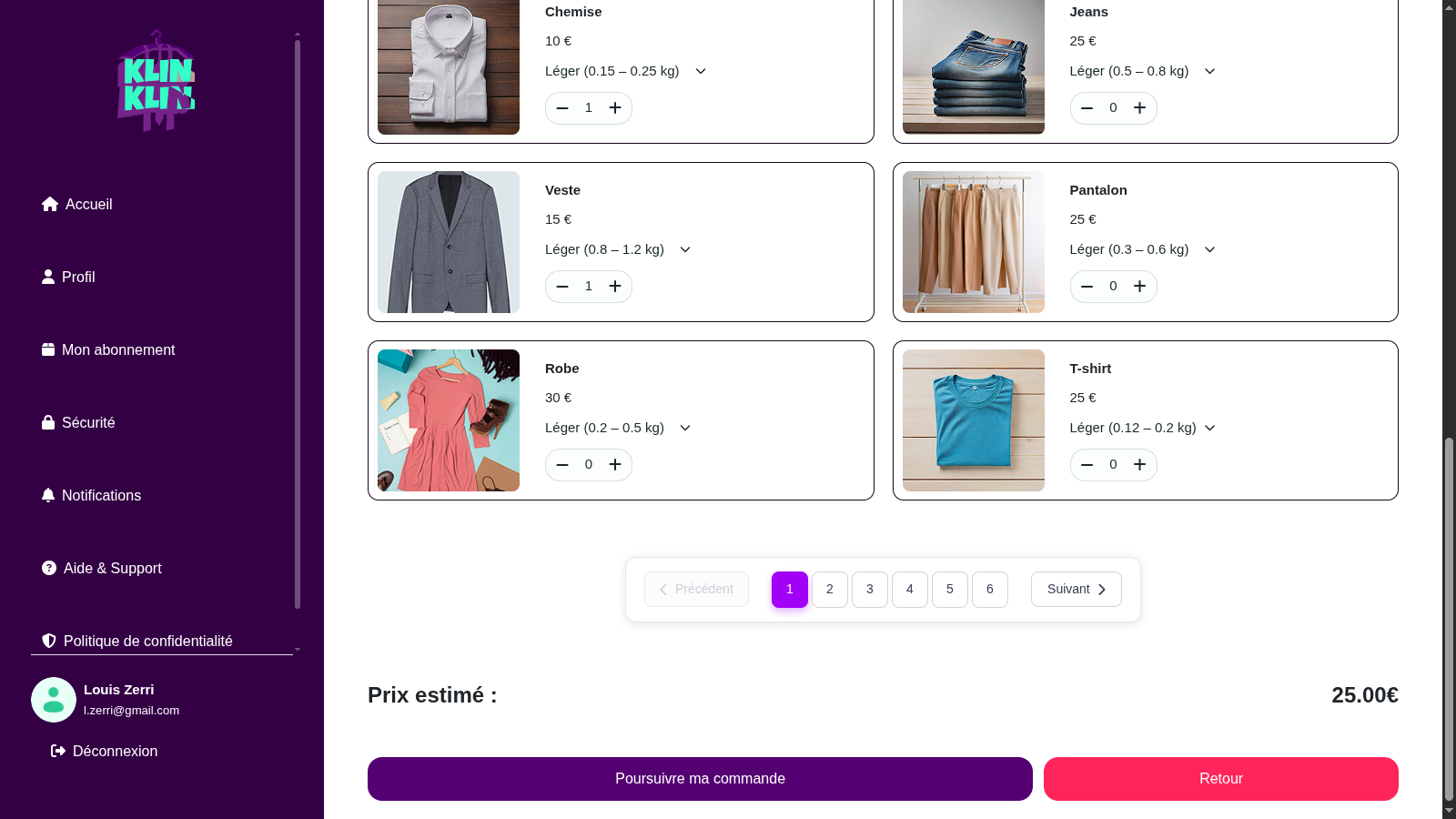 Klinklin - Dashboard