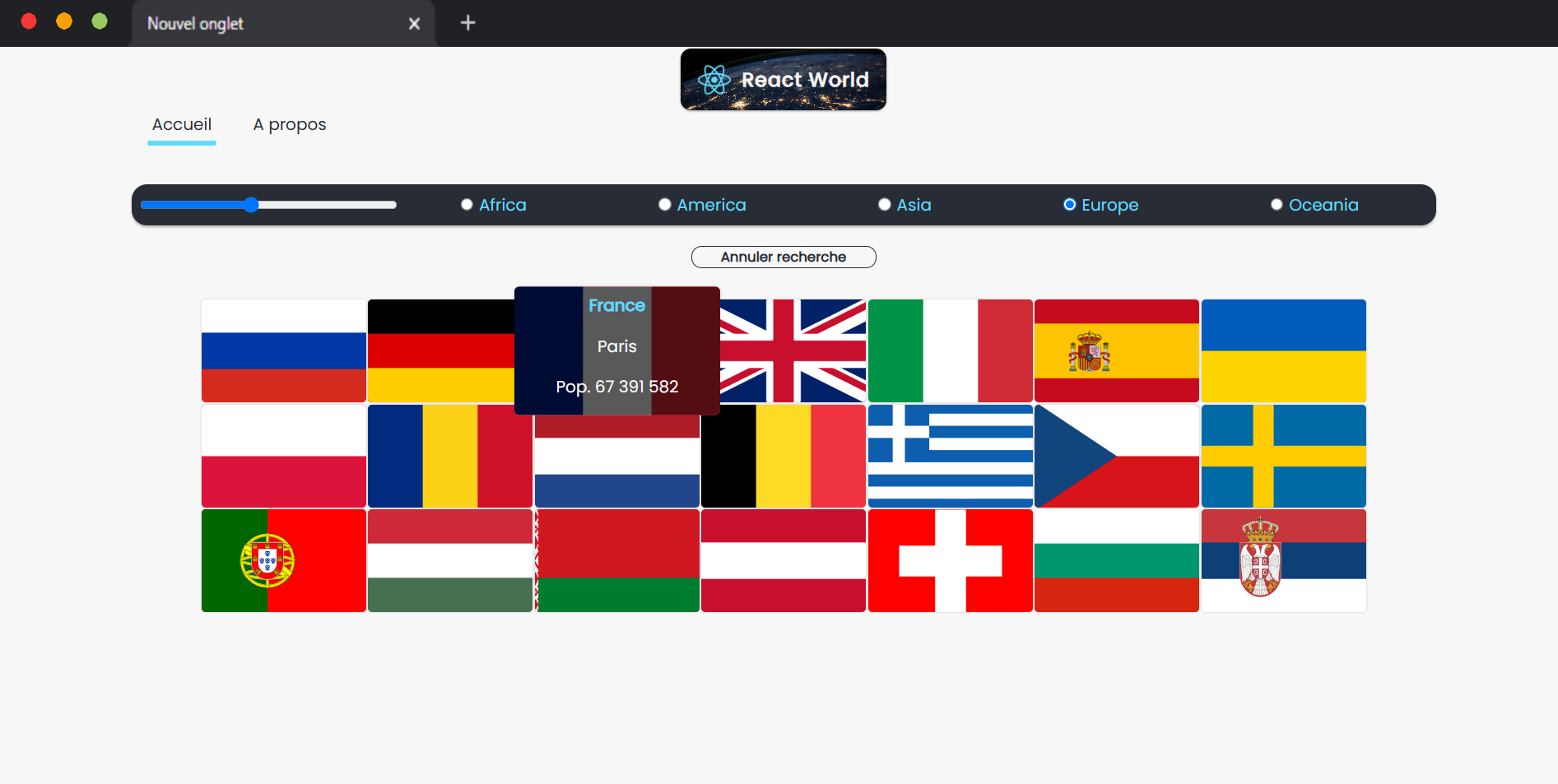 React World - Détails au survol