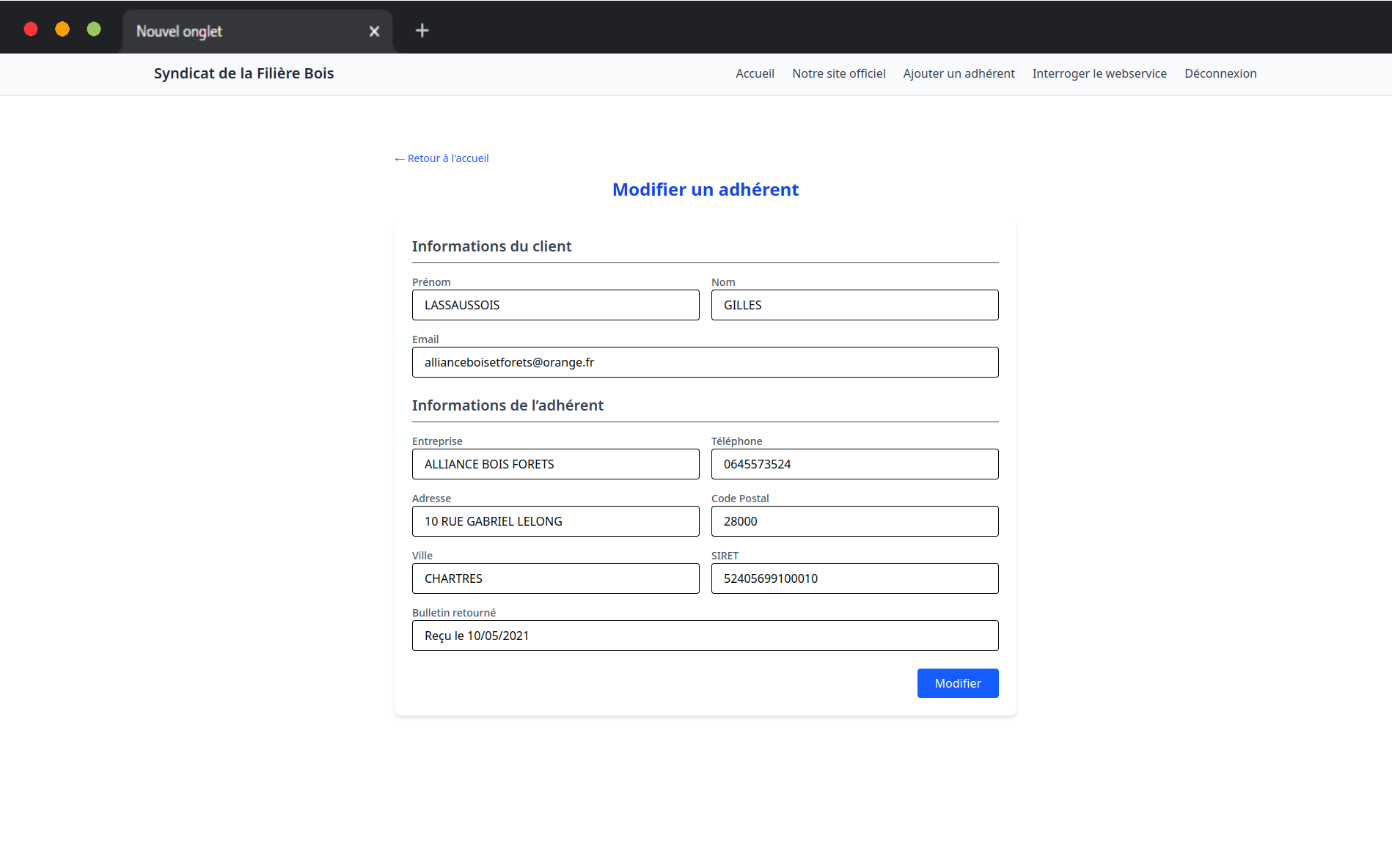SFB - Webservice SIRET