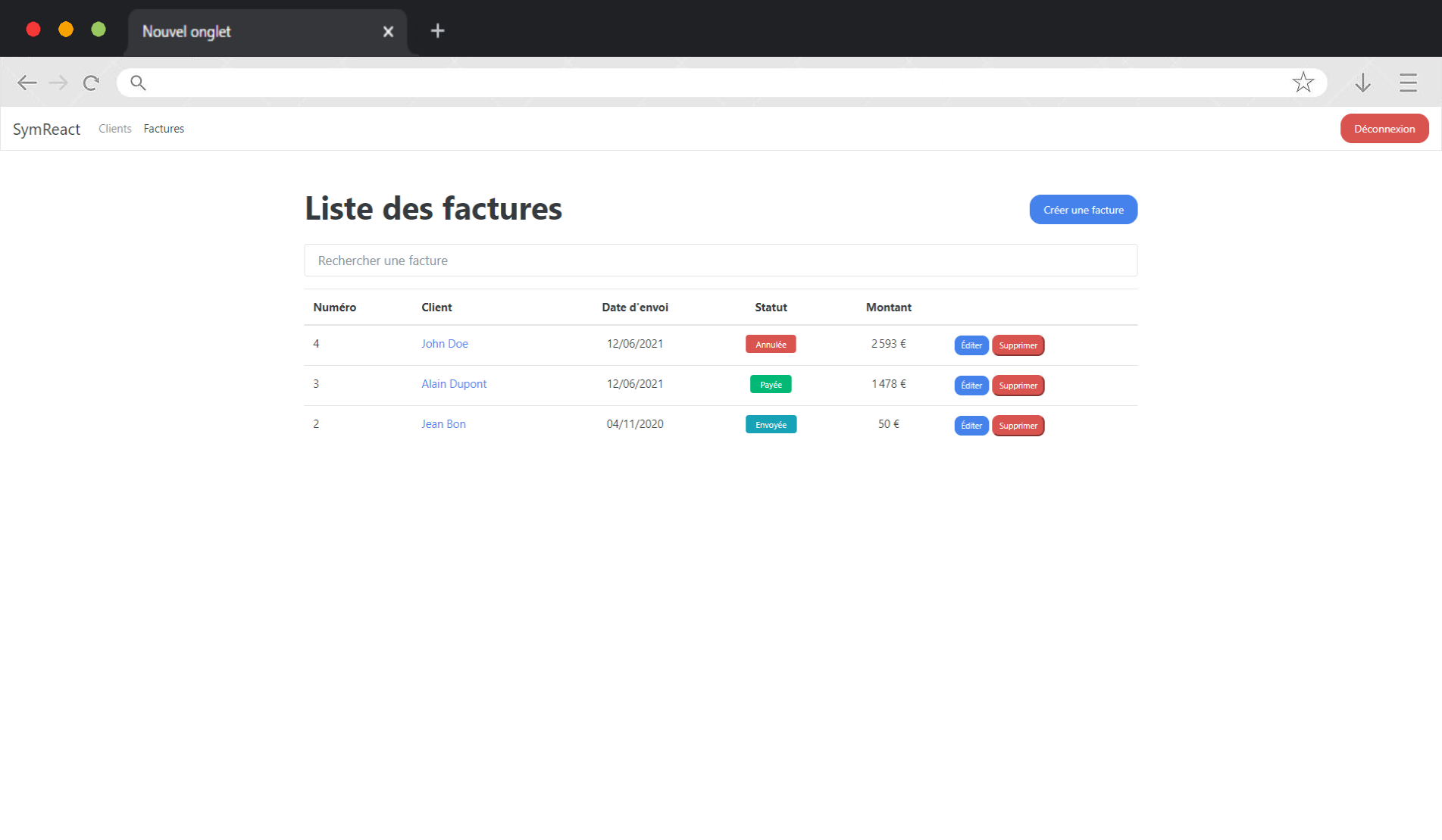 SymReact - Gestion des factures
