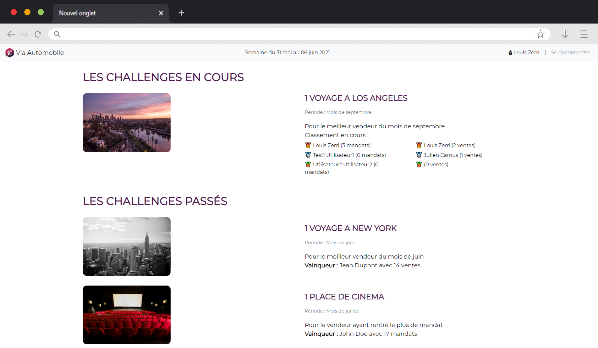 Via Automobile - Challenges mensuels