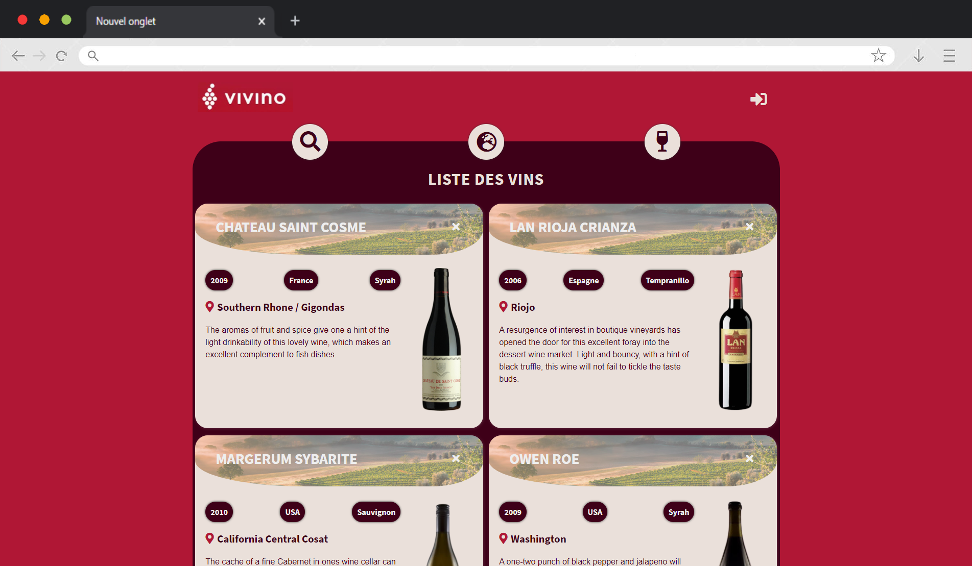 Vivino - Page d'accueil