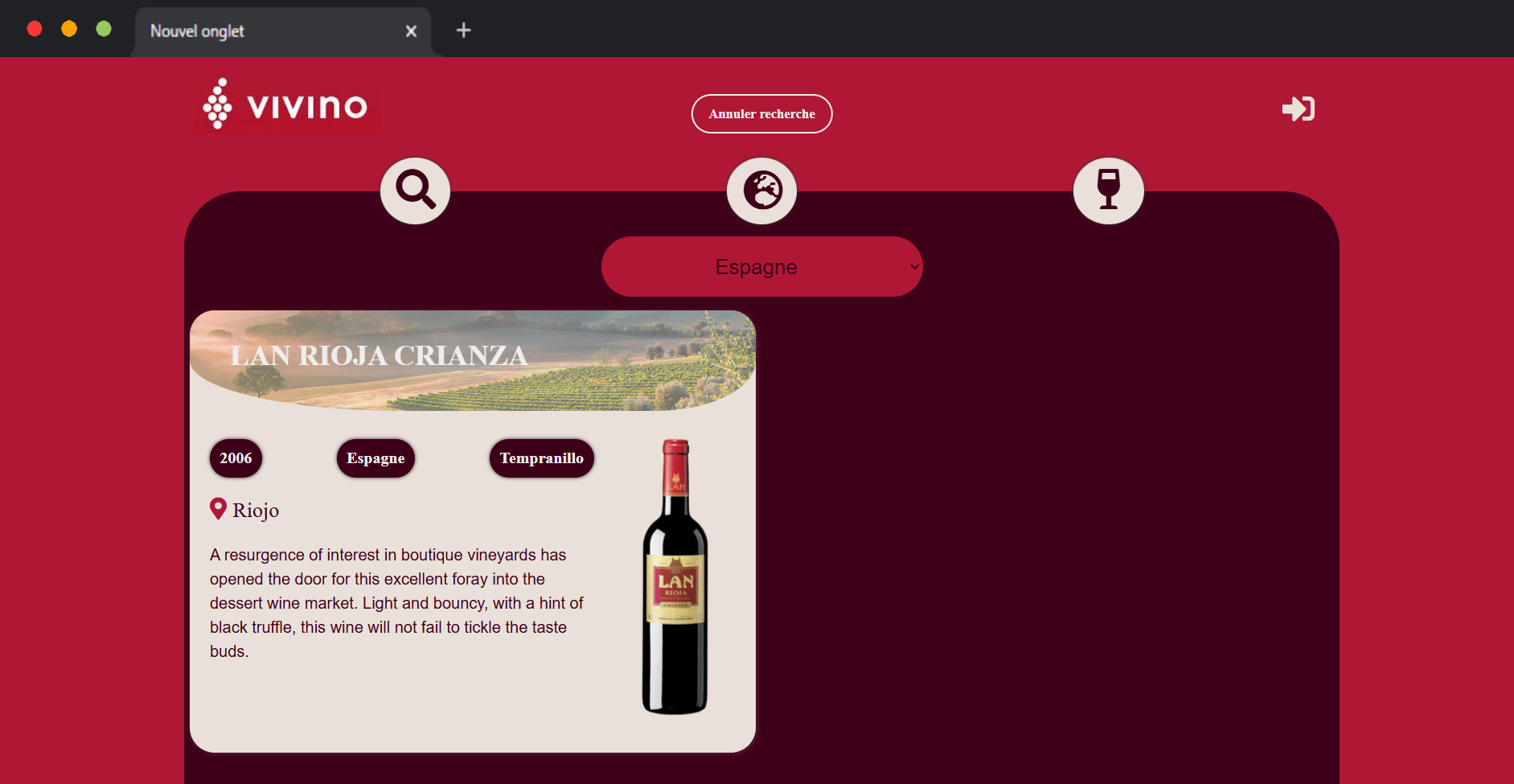 Vivino - Filtres avancés